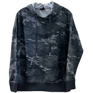 Athletic Works Women's Hoodie M (8-10) Gray Black Camouflage Kangaroo Pocket